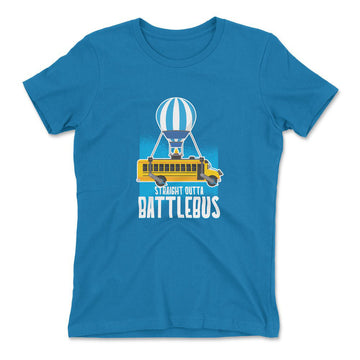 Straight Outta Battle Bus Womens T-Shirt in Turquoise color